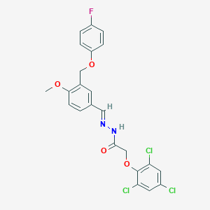N'-{3-[(4-fluorophenoxy)methyl]-4-methoxybenzylidene}-2-(2,4,6-trichlorophenoxy)acetohydrazide