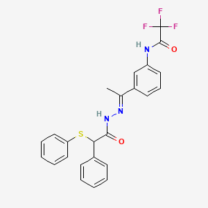 2,2,2-trifluoro-N-{3-[(1E)-1-{2-[phenyl(phenylsulfanyl)acetyl]hydrazinylidene}ethyl]phenyl}acetamide