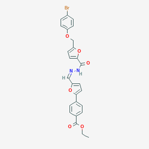 Ethyl 4-[5-(2-{5-[(4-bromophenoxy)methyl]-2-furoyl}carbohydrazonoyl)-2-furyl]benzoate
