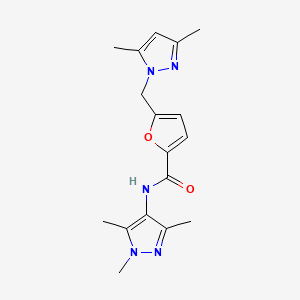 molecular formula C17H21N5O2 B4545967 5-[(3,5-dimethyl-1H-pyrazol-1-yl)methyl]-N-(1,3,5-trimethyl-1H-pyrazol-4-yl)-2-furamide 