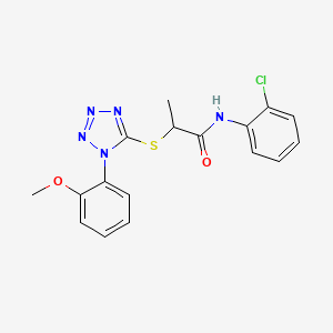 molecular formula C17H16ClN5O2S B4545975 N-(2-chlorophenyl)-2-{[1-(2-methoxyphenyl)-1H-tetrazol-5-yl]thio}propanamide 