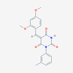 (5E)-5-[(2,4-dimethoxyphenyl)methylidene]-1-(3-methylphenyl)-1,3-diazinane-2,4,6-trione