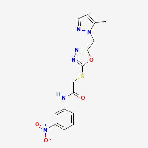 2-({5-[(5-METHYL-1H-PYRAZOL-1-YL)METHYL]-1,3,4-OXADIAZOL-2-YL}SULFANYL)-N~1~-(3-NITROPHENYL)ACETAMIDE