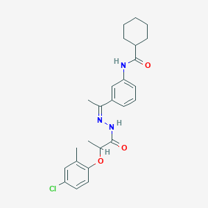 N-(3-{N-[2-(4-chloro-2-methylphenoxy)propanoyl]ethanehydrazonoyl}phenyl)cyclohexanecarboxamide