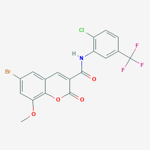 molecular formula C18H10BrClF3NO4 B4546306 6-bromo-N-[2-chloro-5-(trifluoromethyl)phenyl]-8-methoxy-2-oxo-2H-chromene-3-carboxamide 