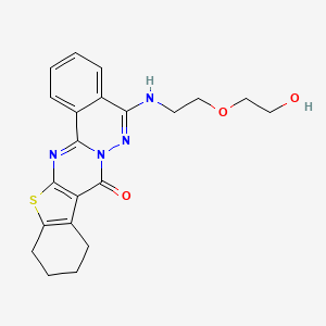 molecular formula C21H22N4O3S B4546335 20-{[2-(2-Hydroxyethoxy)ethyl]amino}-10-thia-1,12,21-triazapentacyclo[11.8.0.0^{3,11}.0^{4,9}.0^{14,19}]henicosa-3(11),4(9),12,14(19),15,17,20-heptaen-2-one 