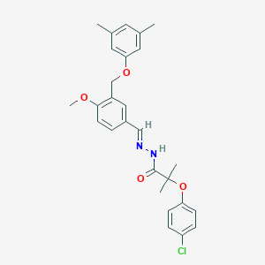 2-(4-chlorophenoxy)-N'-{3-[(3,5-dimethylphenoxy)methyl]-4-methoxybenzylidene}-2-methylpropanohydrazide