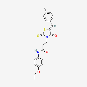 molecular formula C22H22N2O3S2 B4546447 N-(4-ethoxyphenyl)-3-[5-(4-methylbenzylidene)-4-oxo-2-thioxo-1,3-thiazolidin-3-yl]propanamide 