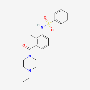 molecular formula C20H25N3O3S B4546466 N-{3-[(4-ethyl-1-piperazinyl)carbonyl]-2-methylphenyl}benzenesulfonamide 