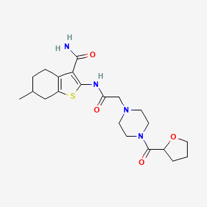 molecular formula C21H30N4O4S B4546494 6-Methyl-2-({[4-(tetrahydrofuran-2-ylcarbonyl)piperazin-1-yl]acetyl}amino)-4,5,6,7-tetrahydro-1-benzothiophene-3-carboxamide 