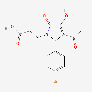 molecular formula C15H14BrNO5 B4546533 3-[3-acetyl-2-(4-bromophenyl)-4-hydroxy-5-oxo-2H-pyrrol-1-yl]propanoic acid 