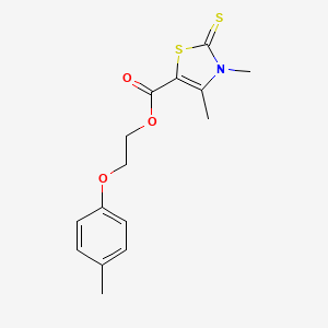 2-(4-METHYLPHENOXY)ETHYL 3,4-DIMETHYL-2-SULFANYLIDENE-2,3-DIHYDRO-1,3-THIAZOLE-5-CARBOXYLATE