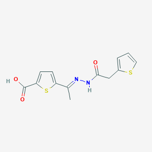 molecular formula C13H12N2O3S2 B454656 5-[N-(2-thienylacetyl)ethanehydrazonoyl]-2-thiophenecarboxylic acid 