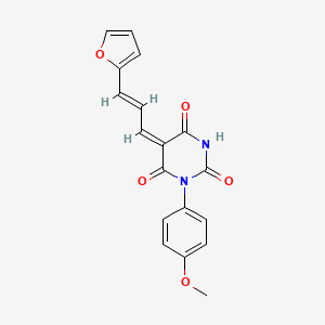 molecular formula C18H14N2O5 B4546565 (5E)-5-[(2E)-3-(FURAN-2-YL)PROP-2-EN-1-YLIDENE]-1-(4-METHOXYPHENYL)-1,3-DIAZINANE-2,4,6-TRIONE 