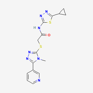 molecular formula C15H15N7OS2 B4546572 N-(5-cyclopropyl-1,3,4-thiadiazol-2-yl)-2-{[4-methyl-5-(pyridin-3-yl)-4H-1,2,4-triazol-3-yl]sulfanyl}acetamide 