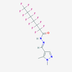 molecular formula C13H9F13N4O B454658 N'-[(1,5-dimethyl-1H-pyrazol-4-yl)methylene]-2,2,3,3,4,4,5,5,6,6,7,7,7-tridecafluoroheptanohydrazide 