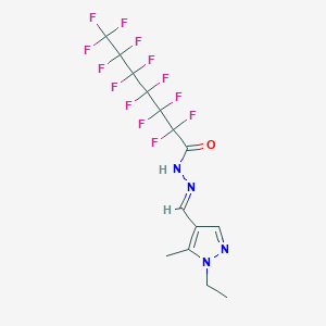 molecular formula C14H11F13N4O B454659 N'-[(1-ethyl-5-methyl-1H-pyrazol-4-yl)methylene]-2,2,3,3,4,4,5,5,6,6,7,7,7-tridecafluoroheptanohydrazide 