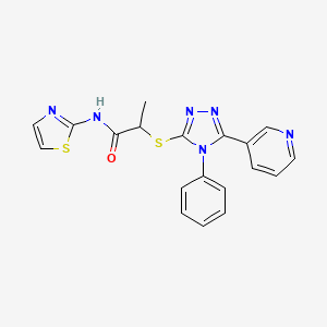 2-{[4-phenyl-5-(pyridin-3-yl)-4H-1,2,4-triazol-3-yl]sulfanyl}-N-(1,3-thiazol-2-yl)propanamide