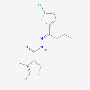 molecular formula C15H17ClN2OS2 B454660 N'-[(1E)-1-(5-chlorothiophen-2-yl)butylidene]-4,5-dimethylthiophene-3-carbohydrazide 