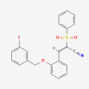 molecular formula C22H16FNO3S B4546615 3-{2-[(3-fluorobenzyl)oxy]phenyl}-2-(phenylsulfonyl)acrylonitrile 