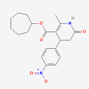 molecular formula C20H24N2O5 B4546623 Cycloheptyl 2-methyl-4-(4-nitrophenyl)-6-oxo-1,4,5,6-tetrahydropyridine-3-carboxylate 