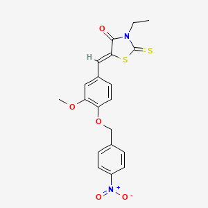 (5Z)-3-ethyl-5-[[3-methoxy-4-[(4-nitrophenyl)methoxy]phenyl]methylidene]-2-sulfanylidene-1,3-thiazolidin-4-one