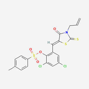 2,4-dichloro-6-{(Z)-[4-oxo-3-(prop-2-en-1-yl)-2-thioxo-1,3-thiazolidin-5-ylidene]methyl}phenyl 4-methylbenzenesulfonate