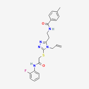 molecular formula C23H24FN5O2S B4546750 N-{2-[4-allyl-5-({2-[(2-fluorophenyl)amino]-2-oxoethyl}thio)-4H-1,2,4-triazol-3-yl]ethyl}-4-methylbenzamide 