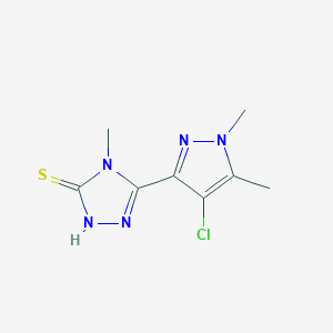 molecular formula C8H10ClN5S B454682 5-(4-chloro-1,5-dimethyl-1H-pyrazol-3-yl)-4-methyl-4H-1,2,4-triazole-3-thiol 