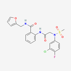 molecular formula C21H19ClFN3O5S B4546835 2-{[N-(3-chloro-4-fluorophenyl)-N-(methylsulfonyl)glycyl]amino}-N-(2-furylmethyl)benzamide 