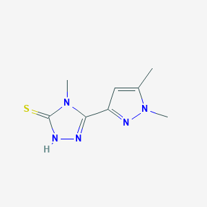 molecular formula C8H11N5S B454684 5-(1,5-dimethyl-1H-pyrazol-3-yl)-4-methyl-4H-1,2,4-triazole-3-thiol CAS No. 957299-16-0