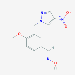molecular formula C12H12N4O4 B454685 3-({4-nitro-1H-pyrazol-1-yl}methyl)-4-methoxybenzaldehyde oxime 