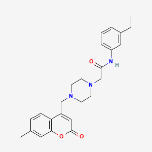 N-(3-ethylphenyl)-2-{4-[(7-methyl-2-oxo-2H-chromen-4-yl)methyl]piperazin-1-yl}acetamide