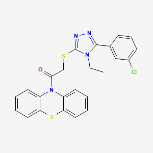 molecular formula C24H19ClN4OS2 B4546901 2-[[5-(3-Chlorophenyl)-4-ethyl-1,2,4-triazol-3-yl]sulfanyl]-1-phenothiazin-10-ylethanone 