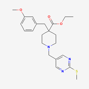 molecular formula C22H29N3O3S B4546910 ethyl 4-(3-methoxybenzyl)-1-{[2-(methylthio)-5-pyrimidinyl]methyl}-4-piperidinecarboxylate 