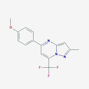 molecular formula C15H12F3N3O B454692 5-(4-甲氧基苯基)-2-甲基-7-(三氟甲基)吡唑并[1,5-a]嘧啶 CAS No. 438222-36-7
