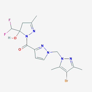 {1-[(4-bromo-3,5-dimethyl-1H-pyrazol-1-yl)methyl]-1H-pyrazol-3-yl}[5-(difluoromethyl)-5-hydroxy-3-methyl-4,5-dihydro-1H-pyrazol-1-yl]methanone