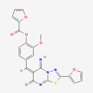 molecular formula C22H14N4O6S B4546988 [4-[(E)-[2-(furan-2-yl)-5-imino-7-oxo-[1,3,4]thiadiazolo[3,2-a]pyrimidin-6-ylidene]methyl]-2-methoxyphenyl] furan-2-carboxylate 