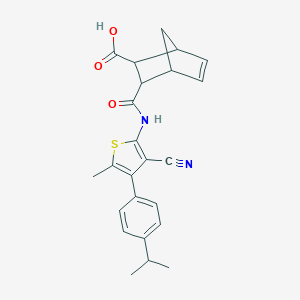 molecular formula C24H24N2O3S B454699 3-({[3-Cyano-4-(4-isopropylphenyl)-5-methyl-2-thienyl]amino}carbonyl)bicyclo[2.2.1]hept-5-ene-2-carboxylic acid 