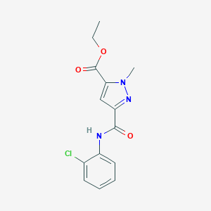 molecular formula C14H14ClN3O3 B454704 ethyl 3-[(2-chloroanilino)carbonyl]-1-methyl-1H-pyrazole-5-carboxylate 