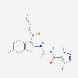 propyl 2-({[(4-iodo-1-methyl-1H-pyrazol-5-yl)carbonyl]carbamothioyl}amino)-6-methyl-4,5,6,7-tetrahydro-1-benzothiophene-3-carboxylate