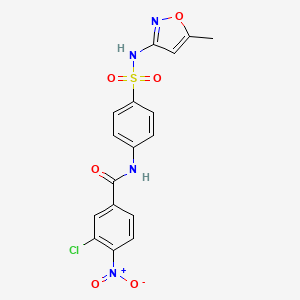 molecular formula C17H13ClN4O6S B4547089 3-chloro-N-(4-{[(5-methyl-3-isoxazolyl)amino]sulfonyl}phenyl)-4-nitrobenzamide 