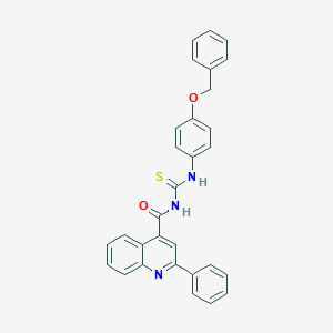 molecular formula C30H23N3O2S B454713 N-{[4-(benzyloxy)phenyl]carbamothioyl}-2-phenylquinoline-4-carboxamide 