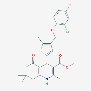 molecular formula C26H27ClFNO4S B454715 Methyl 4-{4-[(2-chloro-4-fluorophenoxy)methyl]-5-methyl-2-thienyl}-2,7,7-trimethyl-5-oxo-1,4,5,6,7,8-hexahydro-3-quinolinecarboxylate 