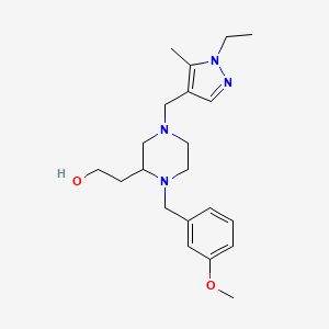 molecular formula C21H32N4O2 B4547153 2-[4-[(1-ethyl-5-methyl-1H-pyrazol-4-yl)methyl]-1-(3-methoxybenzyl)-2-piperazinyl]ethanol 