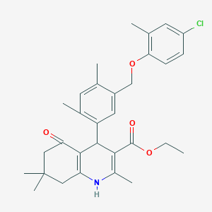 molecular formula C31H36ClNO4 B454716 Ethyl 4-{5-[(4-chloro-2-methylphenoxy)methyl]-2,4-dimethylphenyl}-2,7,7-trimethyl-5-oxo-1,4,5,6,7,8-hexahydro-3-quinolinecarboxylate 