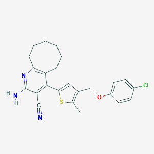 molecular formula C24H24ClN3OS B454719 2-Amino-4-{4-[(4-chlorophenoxy)methyl]-5-methyl-2-thienyl}-5,6,7,8,9,10-hexahydrocycloocta[b]pyridine-3-carbonitrile 