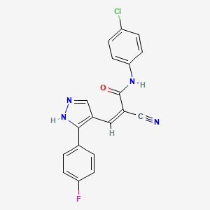 N-(4-chlorophenyl)-2-cyano-3-[3-(4-fluorophenyl)-1H-pyrazol-4-yl]acrylamide