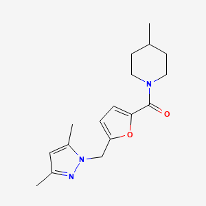 molecular formula C17H23N3O2 B4547331 1-{5-[(3,5-dimethyl-1H-pyrazol-1-yl)methyl]-2-furoyl}-4-methylpiperidine 