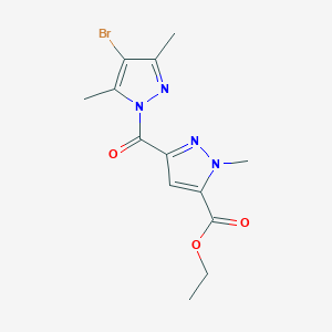 molecular formula C13H15BrN4O3 B454734 ethyl 3-[(4-bromo-3,5-dimethyl-1H-pyrazol-1-yl)carbonyl]-1-methyl-1H-pyrazole-5-carboxylate 